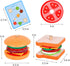 Wooden Burger Sandwich Stacking Toys - Play Food Toy for Toddlers, Montessori Educational Toy for 3 Year Olds