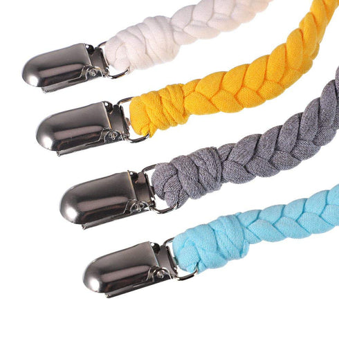 4 Pieces Pacifier Clips for Infant Boys and Girls, Universal Braided Soothie Leash for All Pacifiers