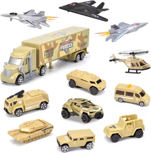 12 PCS Military Plastic Army Men Vehicles Toy Playset, Includes Stealth Bomber, Tanks, Helicopter