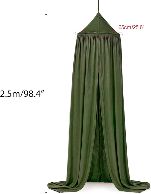 Green Bed Canopy, Hanging Round Dome Mosquito Net Curtains Tent Canopies Over Corner Cute Princess Style Decoration