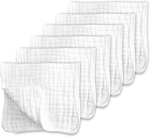 CottCare Muslin Burp Cloths for Baby 100% Cotton Large 20''X10'' 6 Layers Thicken