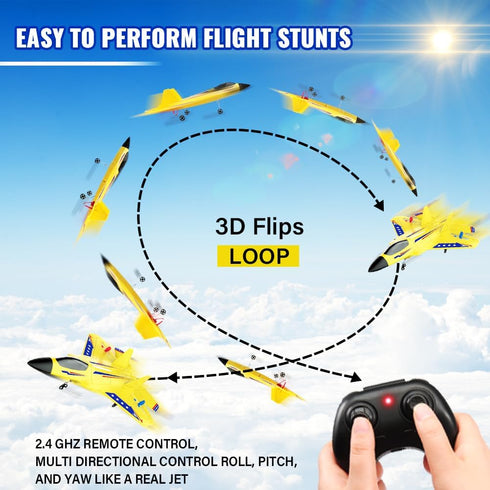 F-22 2.4 6-axis Yellow RC Plane for Kids Upgrade Raptor Fighter RC Airplane Remote Control Airplane Toys GHZ Smart Gyro
