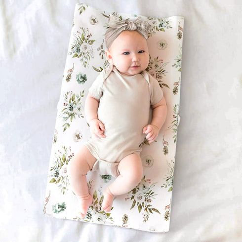 Stretch Ultra Soft Jersey Knit Changing Pad Cover Set 2 Pack, Stylish Watercolor Rose and Flora Pattern for Girls, Fit