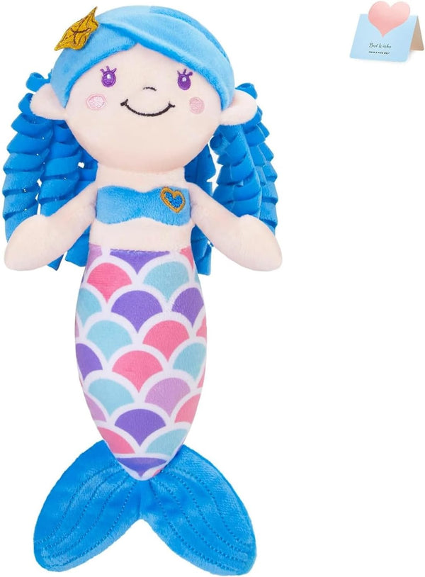 Athoinsu Blue Mermaid Plush Doll Toy, Soft Cute Mermaid Princess, 12'' Birthday Valentine's Day Gifts for Girls