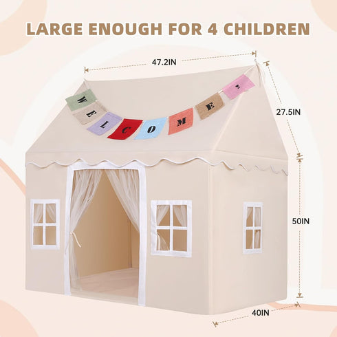 Kids Tent with Mat,Play House for Kids Indoor Outdoor,Play Tent Princess Fort Castle Playhouse for Girls Boys