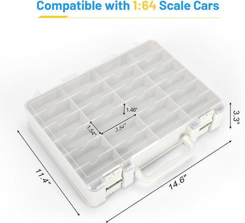 1/64 48-Slot Saichotoy Storage Case for Hot Wheels - Carrying Display Case for Scale Toy Cars, Double-Sided Transparent
