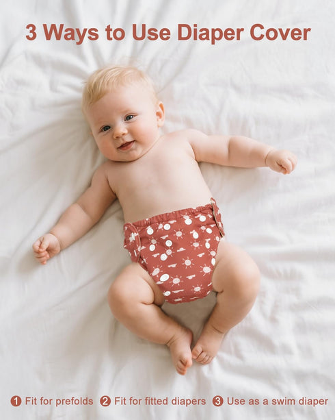 Adjustable Baby Cloth Diaper Cover for Prefolds, Flats, or Fitted Diapers - Reusable & Waterproof