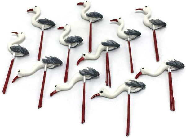 Lot of 12 Miniature Bittern Garden Fairy Supplies, Animal Bird Figurine Furniture Dollhouse GD#025