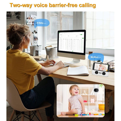 Bloepum 4.3Inch Alert,720p Video Baby Monitor, Baby Caregiver, IPS Screen Baby Camera Monitor Lullaby Feeding US Plug
