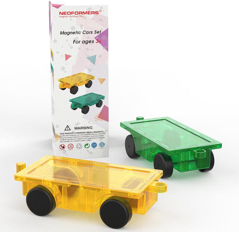 Set 3+ Magnetic Tiles Car Truck Kit Toy with Stronger Magnets, Educational Magnet Cars with Re-Enforced Hitch and Long