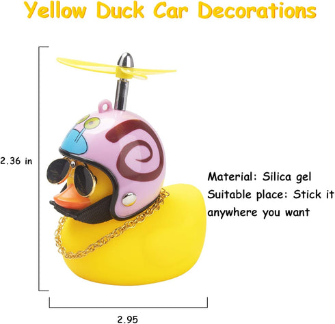 wonuu Rubber Duck Car Decorations, Cute Yellow Duck Dashboard Ornaments with Propeller (Snail-Y)
