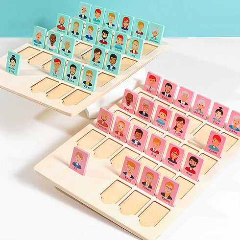 Guess Game Who Am I Wooden Board Game, Cognitive Toy for 3+ Year Olds, Logical Reasoning Puzzle for Families