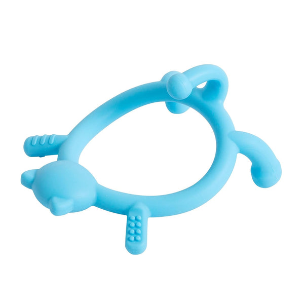 Pigeon Silicone Animal-Shaped Baby Teether, Blue Cat, 6M+, 1 Count Multi-Textured Teething
