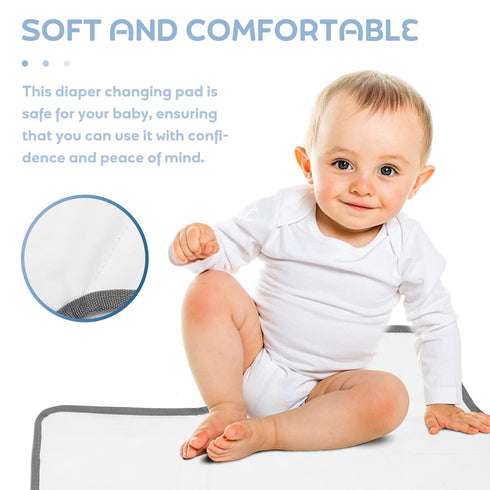 Portable Washable Diaper Changing Mat - Waterproof Newborn Changing Pad with Wave Design