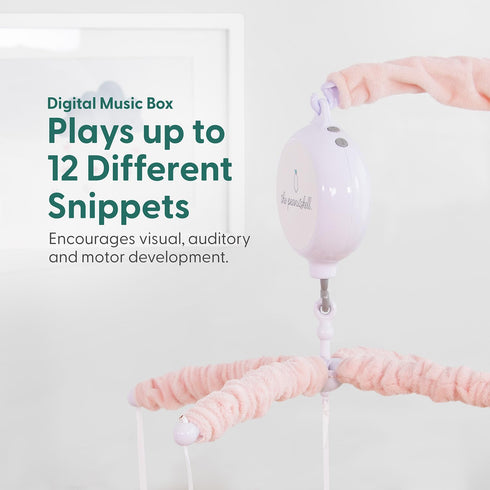 12 The Peanutshell Crib Mobile for Girls - Pink Musical Baby Crib Mobile with Lullabies, Flower Baby Mobile Crib Pink