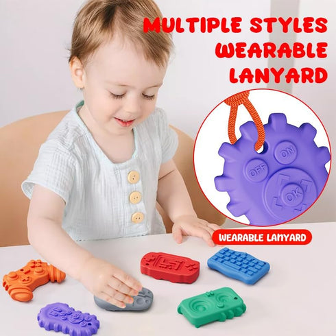 6Pcs Fidget Toys for Kids Adults, Textured Sensory Stones for Autism ADHD Kids CalmingSilicone Worry Stones