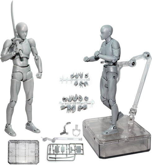 Action Figures Body-Kun DX & Body-Chan DX PVC Figure Model Drawing for S H Figuarts (Gray, Male)
