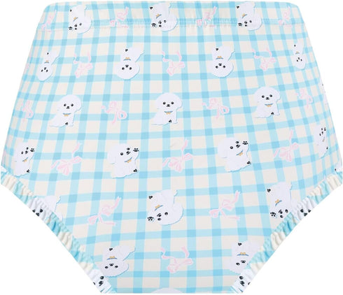 Landofgenie Diaper Cover for Adults Cute Puppy Printed Reusable Washable Elasticated Waistband Adult Diaper Cover Blue