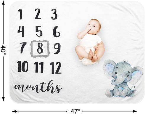 47''x40'' Baby Monthly Milestone Blanket - Organic Plush Fleece Photography Background Prop for Boy Girl Newborn Soft