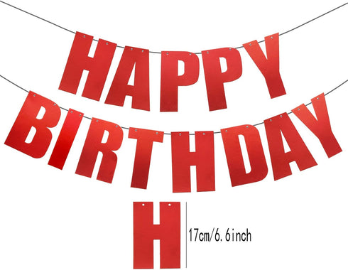 Happy Birthday Banner for Birthday Party Decorations, Red