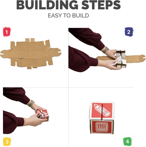Bankers Box at Play Cardboard ABC/123 Building Learning Blocks, 50 Pack, 3"x 3" Blocks for Kids