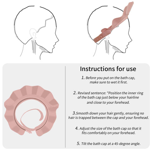 Baby Kids Shower Cap - Adjustable Silicone Bathing Protection Hat for Toddler, Baby, Kids (Pink)