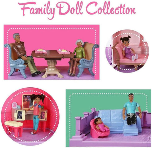 Beverly Hills Doll Collection Sweet Li'l Family Hispanic Dollhouse People Set - 9 Action Figures Including Grandpa,