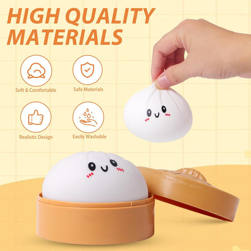 AiSiXin Squishy Dumpling Stress Balls for Adults, Dumpling Squishy Toys for Kids, Dumpling Fidget Sensory Toy, Squeeze