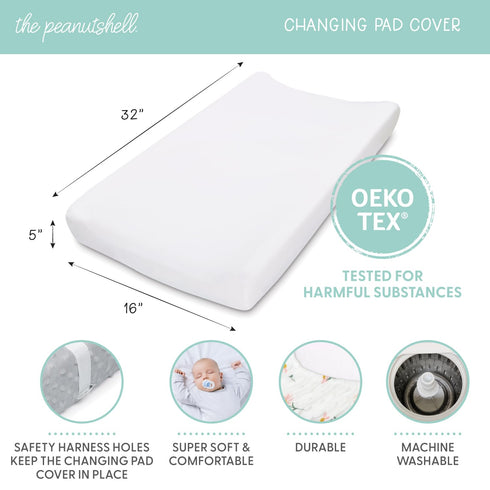 The Peanutshell Baby Changing Pad Covers Boy, Minky Changing Table Sheets, Dinosaur Nursery Decor, Sage Green Baby