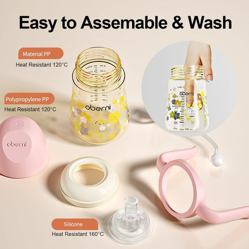 2 6-12 1-3 8 1 Pack) No Spill Sippy Cups,Weighted Straw Toddler Water Bottle with Handle,Spill Proof Toddler Cup