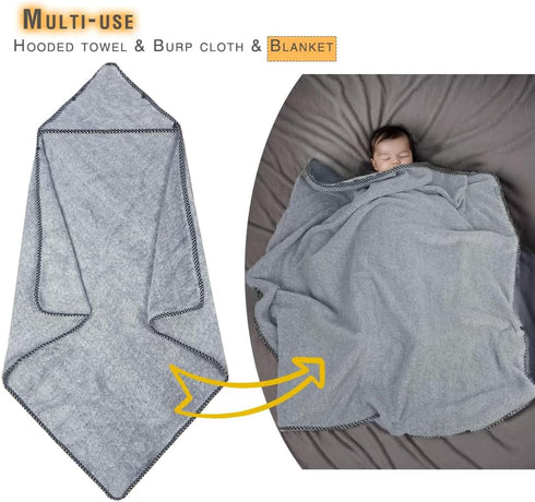 3 1 36 36inch, 2 Pack, ICOPUCA Baby Hooded Towel-Removable Hood, in Newborn Baby Bath Towel, * Hemp Gray & Light Blue;