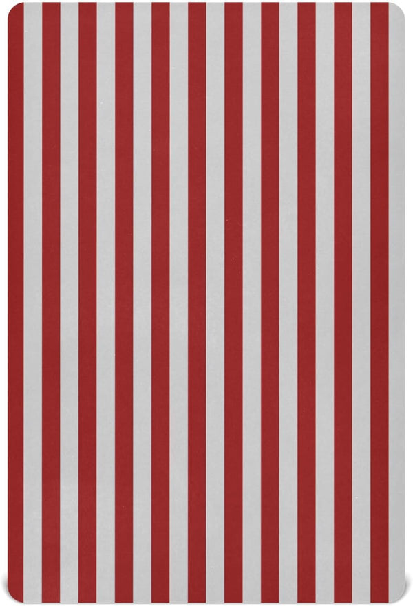Pigsaly Crib Sheets Dark Red Grey Vertical Stripes Baby Sheet for Standard Crib