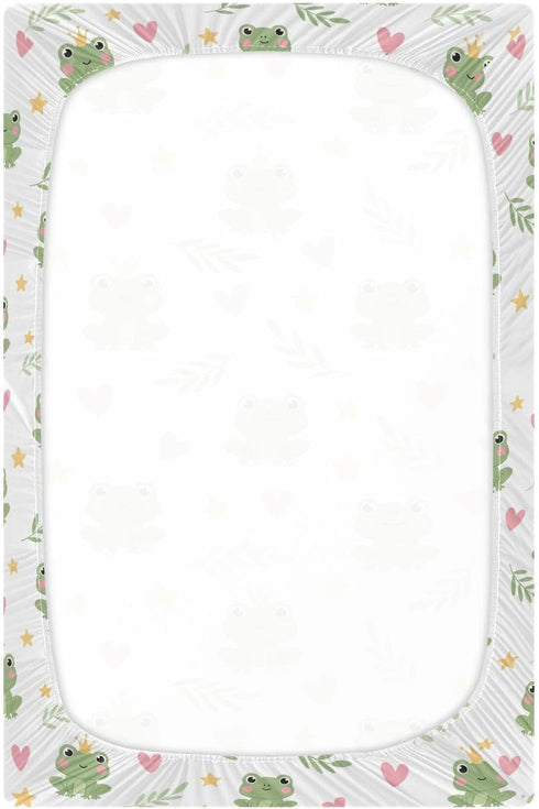 J JOYSAY Mattress,39 27 Frog Hearts Leaves White Fitted Crib Sheet for Boys Girls Baby Crib Bedding for Standard Crib x