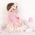 16 inch Set 3+(Pink ENADOLL Reborn Baby Doll Realistic Silicone Vinyl Baby Pink Hairband Girl Weighted Soft Body