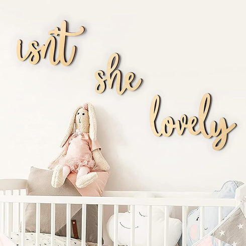 Huray Rayho Isnt She Lovely Wood Sign Boho Girls Bedroom Kids Room Wooden Wall Art Shelf Decor Decoration for Hanging