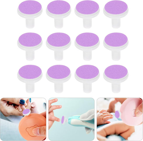 Set 12pcs Trimmer FRCOLOR Baby Nail File Pads Nail Grinding Heads Electric Nail Heads Infant Nail Care Tools