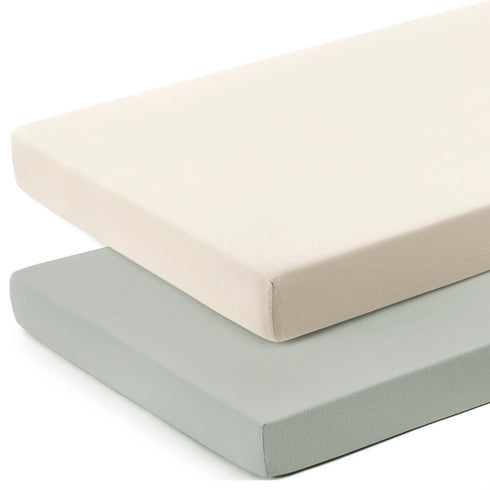 GRSSDER Mini Crib Sheets Fitted, Pack and Play Sheets 2 Pack, Ultra Soft Stretchy Sheets for Playard Mattress
