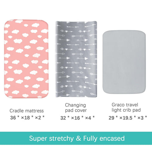 Changing Pad Cover Girl, 4 Pack Diaper Changing Pad Covers, Fitted Baby Changing Table Sheets for 32''×16''