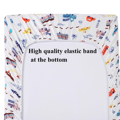 Changing Pad Cover Set 3 Pack Jersey Knit Ultra Soft for Baby Boys Girls, Rocket Satellite/Car/Bus