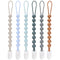 6-Pack Silicone Pacifier Clips for Baby Boys and Girls - One-Piece Beads,