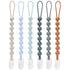 6-Pack Silicone Pacifier Clips for Baby Boys and Girls - One-Piece Beads,