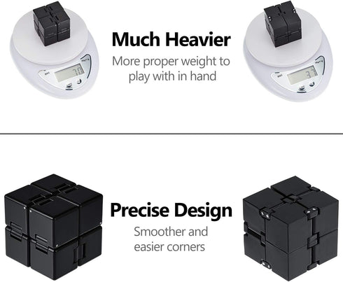 2 Packs Infinity Cube Toys, Mini Infinity Cube Desk Toy for Stress Relief, ADHD Desk Toy for Adults (Black, White)