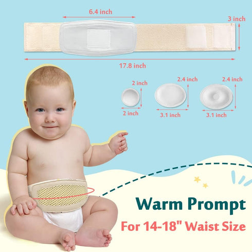 Mybow Umbilical Hernia Belt for Baby, Infant Belly Button Band, Adjustable Navel Band with 3 Compression Pads