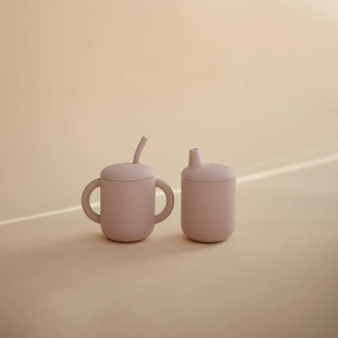 mushie 100% Silicone Training Cup & Straw for Toddlers, Soft Lilac, Suitable for 6 Months+
