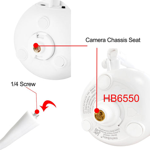 iTODOS Baby Monitor Mount Compatible with HelloBaby HB65/HB66/HB248, ANMEATE SM935E, Versatile Twist Mount - White