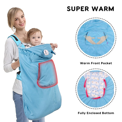 SONARIN Windproof Baby Carrier Cover,Warm Hooded Winter Cover for Baby Carrier with Coral Fleece Liner,Universal Sling