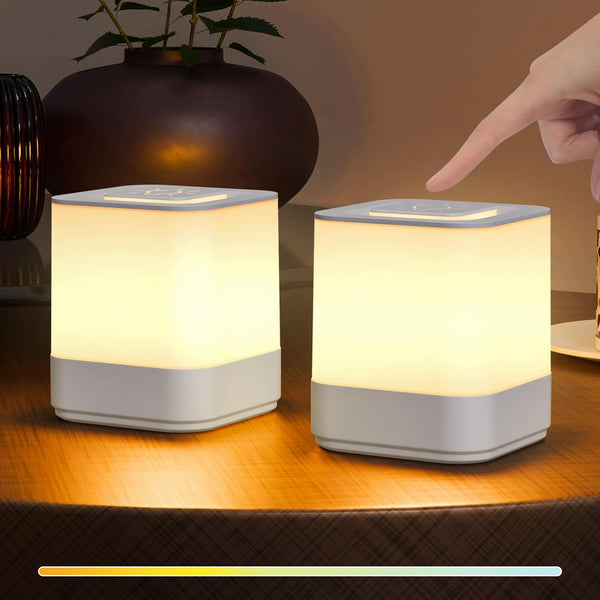 uuffoo 2 Pack Rechargeable Night Light Lamp 3 Color Touch Dimmable LED