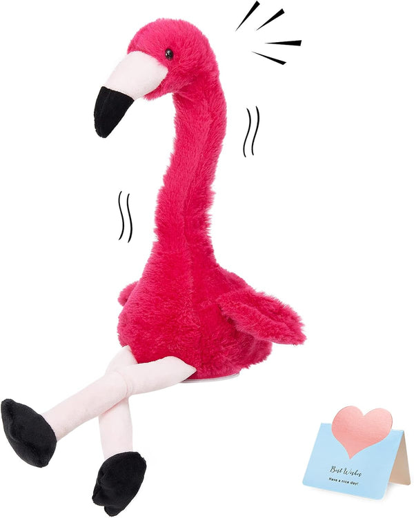 13’’ Talking Flamingo Toy, Interactive Plush Toy that Repeats What You Say, Birthday Gift for Boys and Girls, Red