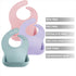 3 Pack PandaEar Silicone Bibs for Babies Toddlers Girls, Adjustable Fit BPA Free Waterproof Bibs with Pocket Food