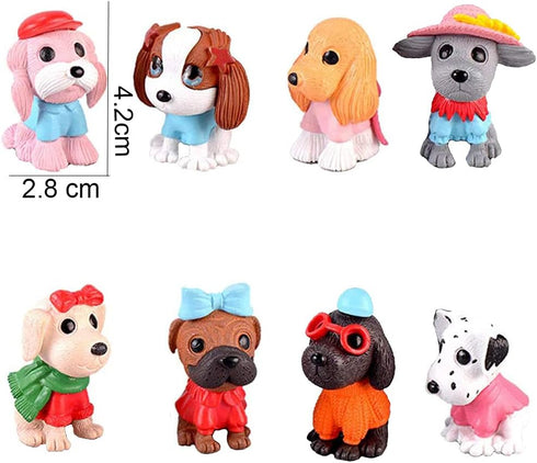 Morofme 8pcs Dog Cake Topper, Puppy Cupcake Decorations Mini Doggie Figurines Toy for Kids Birthday Party